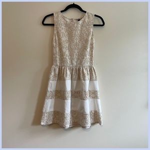 SUPER SOFT White Sleeveless Cocktail Dress with Tan Detailing - S/P